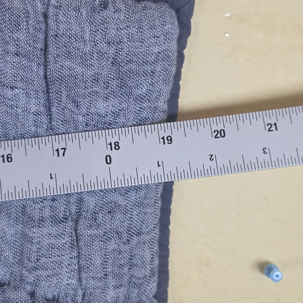 Pottery Barn Blue Linen Cotton Quilted Standard Pillow Sham Envelope Closure